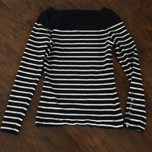 Navy and white long sleeve tee.